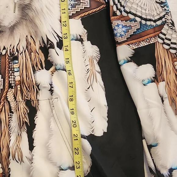 Men's Graphic Zip Up Hoodie White Wolf Feather Dreamcatcher Print XL - Picture 6 of 7